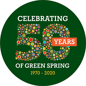 Celebrating 50 years of Green Spring 1970 to 2020 logo.