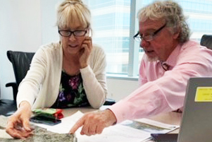 Barry Dewberry and Arlene Evans selecting stone for the Moon Gate.