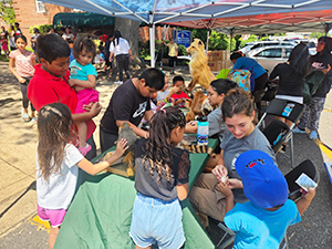 Children making crafts.