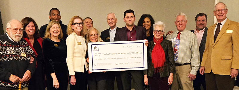 Fairfax County Park Foundation presents FY2024 check to the Fairfax County Park Authority.