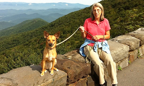 Helen Kafka with dog.