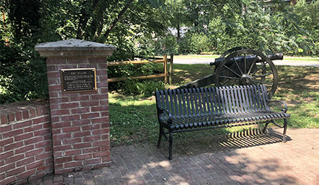 Fort Willard in Fairfax, VA. Plaque, bench and canon.